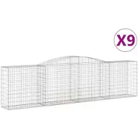 vidaXL Gabionen mit Hochbogen 9 Stk. 400x50x100/120cm Verzinktes Eisen