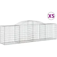vidaXL Gabionen mit Hochbogen 5 Stk. 300x50x80/100 cm Verzinktes Eisen