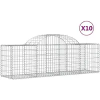 vidaXL Gabionen mit Hochbogen 10 Stk. 200x50x60/80 cm Verzinktes Eisen