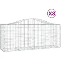 vidaXL Gabionen mit Hochbogen 8 Stk. 200x50x80/100 cm Verzinktes Eisen