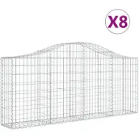 vidaXL Gabionen mit Hochbogen 8 Stk. 200x30x80/100 cm Verzinktes Eisen