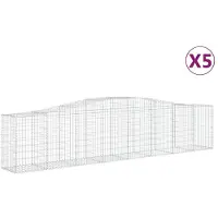 vidaXL Gabionen mit Hochbogen 5 Stk. 400x50x80/100cm Verzinktes Eisen