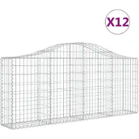 vidaXL Gabionen mit Hochbogen 12 Stk. 200x30x80/100cm Verzinktes Eisen