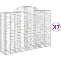 vidaXL Gabionen mit Hochbogen 7 Stk. 200x50x140/160cm Verzinktes Eisen