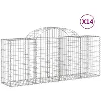 vidaXL Gabionen mit Hochbogen 14 Stk. 200x50x80/100cm Verzinktes Eisen