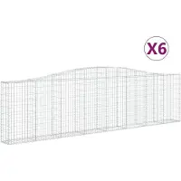 vidaXL Gabionen mit Hochbogen 6 Stk. 400x30x100/120cm Verzinktes Eisen