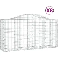 vidaXL Gabionen mit Hochbogen 8 Stk. 200x50x100/120cm Verzinktes Eisen
