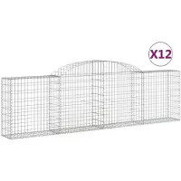 vidaXL Gabionen mit Hochbogen 12 Stk. 300x30x80/100cm Verzinktes Eisen