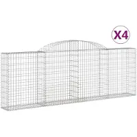 vidaXL Gabionen mit Hochbogen 4 Stk. 300x30x100/120cm Verzinktes Eisen