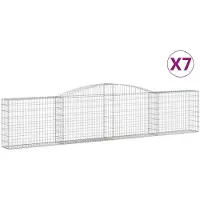 vidaXL Gabionen mit Hochbogen 7 Stk. 400x30x80/100cm Verzinktes Eisen