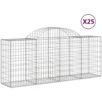 vidaXL Gabionen mit Hochbogen 25 Stk. 200x50x80/100cm Verzinktes Eisen