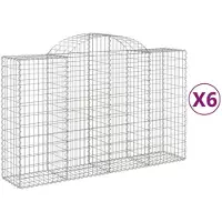 vidaXL Gabionen mit Hochbogen 6 Stk. 200x50x120/140cm Verzinktes Eisen