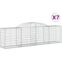 vidaXL Gabionen mit Hochbogen 7 Stk. 300x50x80/100 cm Verzinktes Eisen