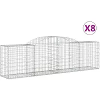 vidaXL Gabionen mit Hochbogen 8 Stk. 300x50x80/100 cm Verzinktes Eisen