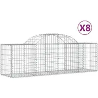 vidaXL Gabionen mit Hochbogen 8 Stk. 200x50x60/80 cm Verzinktes Eisen