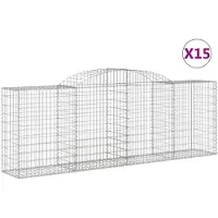 vidaXL Gabionen mit Hochbogen 15 Stk 300x50x100/120cm Verzinktes Eisen