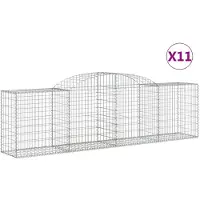 vidaXL Gabionen mit Hochbogen 11 Stk. 300x50x80/100cm Verzinktes Eisen