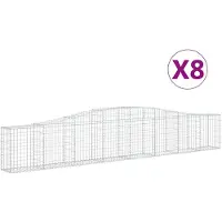 vidaXL Gabionen mit Hochbogen 8 Stk. 400x30x60/80 cm Verzinktes Eisen