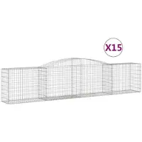vidaXL Gabionen mit Hochbogen 15 Stk. 400x50x80/100cm Verzinktes Eisen