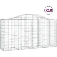 vidaXL Gabionen mit Hochbogen 10 Stk 200x50x100/120cm Verzinktes Eisen