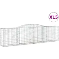 vidaXL Gabionen mit Hochbogen 15 Stk 400x50x100/120cm Verzinktes Eisen