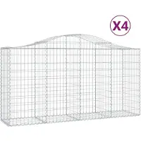 vidaXL Gabionen mit Hochbogen 4 Stk. 200x50x100/120cm Verzinktes Eisen