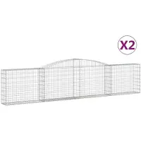 vidaXL Gabionen mit Hochbogen 2 Stk. 400x30x80/100cm Verzinktes Eisen
