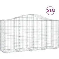 vidaXL Gabionen mit Hochbogen 13 Stk 200x50x100/120cm Verzinktes Eisen