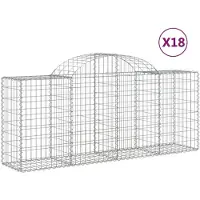 vidaXL Gabionen mit Hochbogen 18 Stk. 200x50x80/100cm Verzinktes Eisen