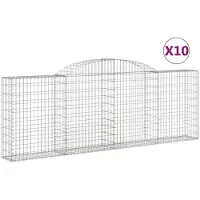 vidaXL Gabionen mit Hochbogen 10 Stk 300x30x100/120cm Verzinktes Eisen