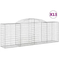 vidaXL Gabionen mit Hochbogen 13 Stk 300x50x100/120cm Verzinktes Eisen