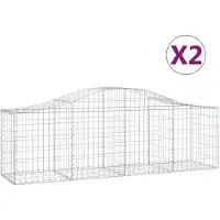 vidaXL Gabionen mit Hochbogen 2 Stk. 200x50x60/80 cm Verzinktes Eisen