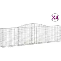 vidaXL Gabionen mit Hochbogen 4 Stk. 400x30x100/120cm Verzinktes Eisen