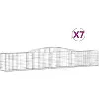 vidaXL Gabionen mit Hochbogen 7 Stk. 400x50x60/80cm Verzinktes Eisen