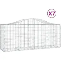 vidaXL Gabionen mit Hochbogen 7 Stk. 200x50x80/100 cm Verzinktes Eisen