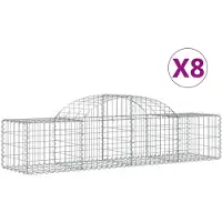 vidaXL Gabionen mit Hochbogen 8 Stk. 200x50x40/60 cm Verzinktes Eisen