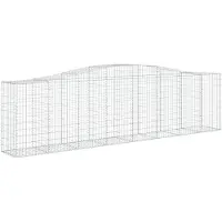 vidaXL Gabione mit Hochbogen 400x50x100/120 cm Verzinktes Eisen
