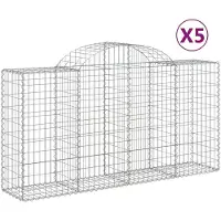 vidaXL Gabionen mit Hochbogen 5 Stk. 200x50x100/120cm Verzinktes Eisen