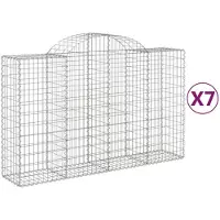 vidaXL Gabionen mit Hochbogen 7 Stk. 200x50x120/140cm Verzinktes Eisen