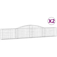 vidaXL Gabionen mit Hochbogen 2 Stk. 400x30x60/80 cm Verzinktes Eisen