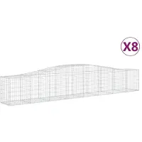 vidaXL Gabionen mit Hochbogen 8 Stk. 400x50x60/80cm Verzinktes Eisen