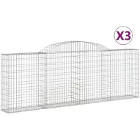 vidaXL Gabionen mit Hochbogen 3 Stk. 300x30x100/120cm Verzinktes Eisen