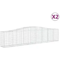 vidaXL Gabionen mit Hochbogen 2 Stk. 400x50x80/100cm Verzinktes Eisen
