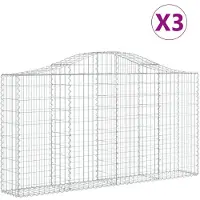 vidaXL Gabionen mit Hochbogen 3 Stk. 200x30x100/120cm Verzinktes Eisen