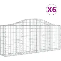 vidaXL Gabionen mit Hochbogen 6 Stk. 200x30x80/100 cm Verzinktes Eisen