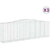vidaXL Gabionen mit Hochbogen 3 Stk. 400x50x120/140cm Verzinktes Eisen