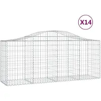 vidaXL Gabionen mit Hochbogen 14 Stk. 200x50x80/100cm Verzinktes Eisen