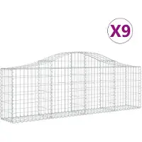vidaXL Gabionen mit Hochbogen 9 Stk. 200x30x60/80 cm Verzinktes Eisen