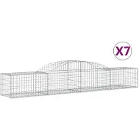 vidaXL Gabionen mit Hochbogen 7 Stk. 300x50x40/60 cm Verzinktes Eisen