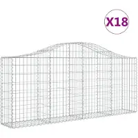 vidaXL Gabionen mit Hochbogen 18 Stk. 200x30x80/100cm Verzinktes Eisen